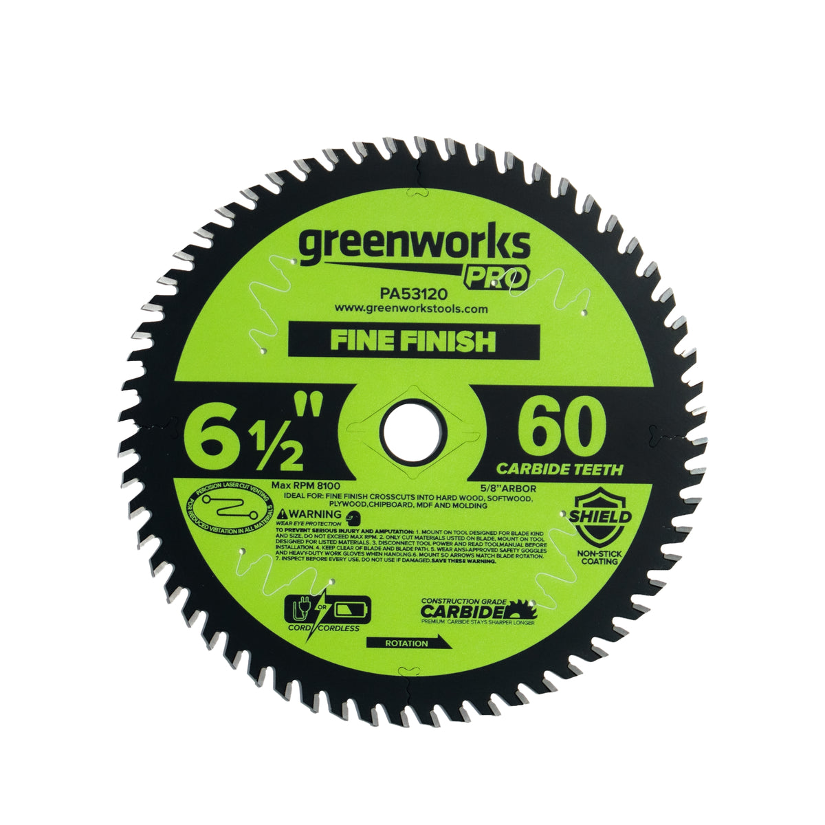 Pro 60-Tooth 6-1/2" Demolition Circular Saw Blade with Construction-Grade Carbide Teeth