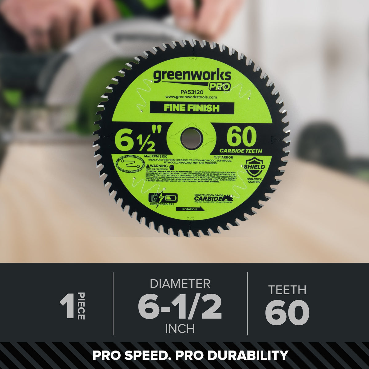Pro 60-Tooth 6-1/2" Demolition Circular Saw Blade with Construction-Grade Carbide Teeth