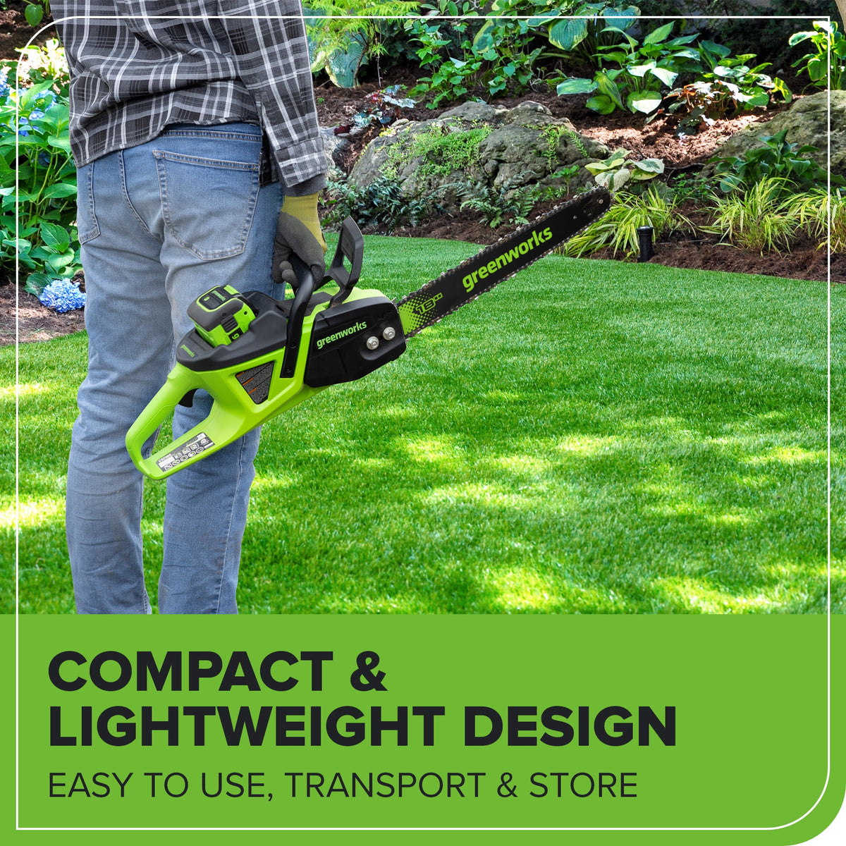 40V 18" Cordless Battery 2.0 kW Chainsaw: 5.0 Ah Battery and 5A Charger