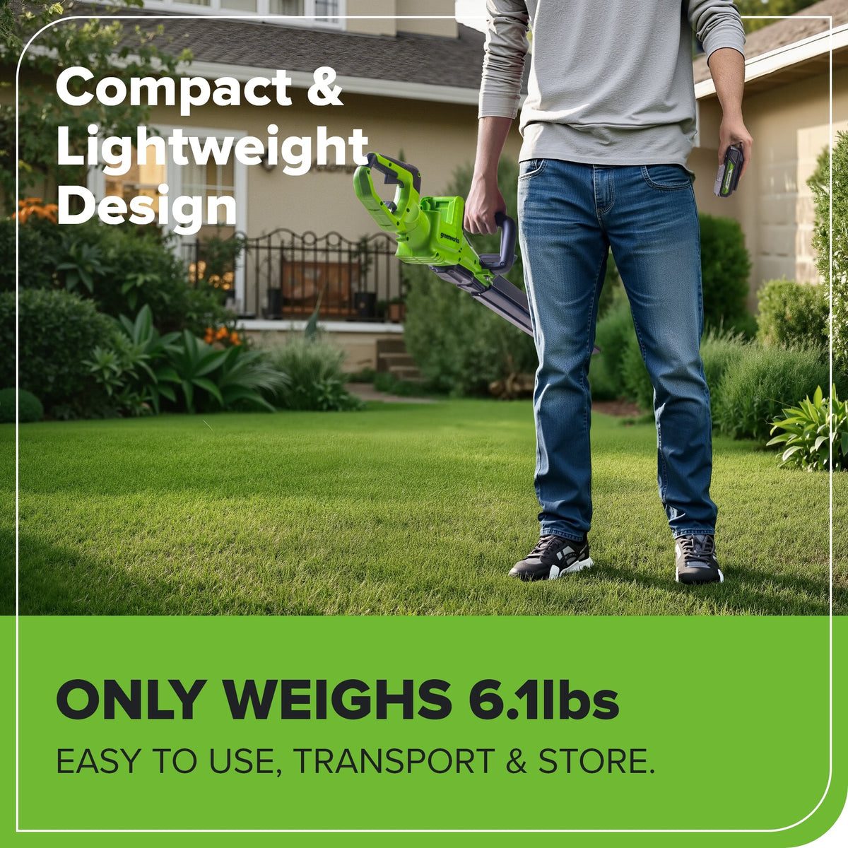 24V 24" Cordless Battery Hedge Trimmer: 2.0 Ah Battery and 2A Charger