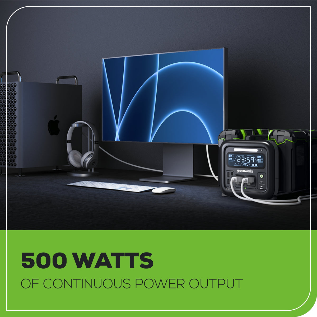 40V 500W 4-Slot Inverter Portable Power Station, (4) 4.0 Ah Batteries and Built-In Charger