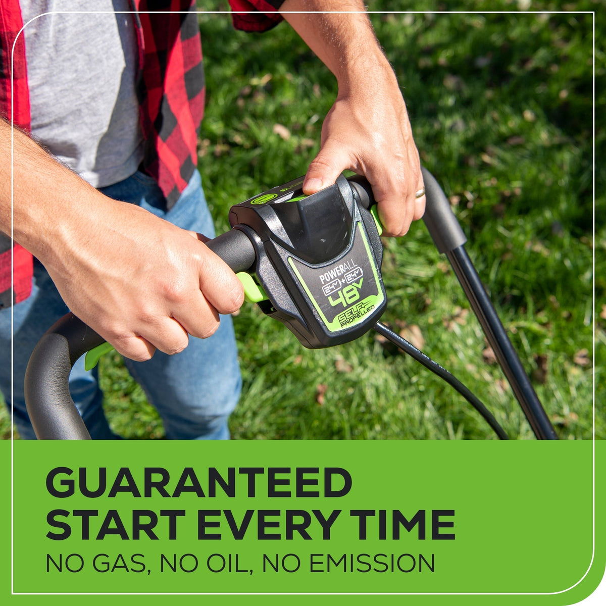 48V (24V x 2) 20" Cordless Battery Push Mower 4PC Combo Kit: (2) 4.0 Ah Batteries and Dual-Port Chargers