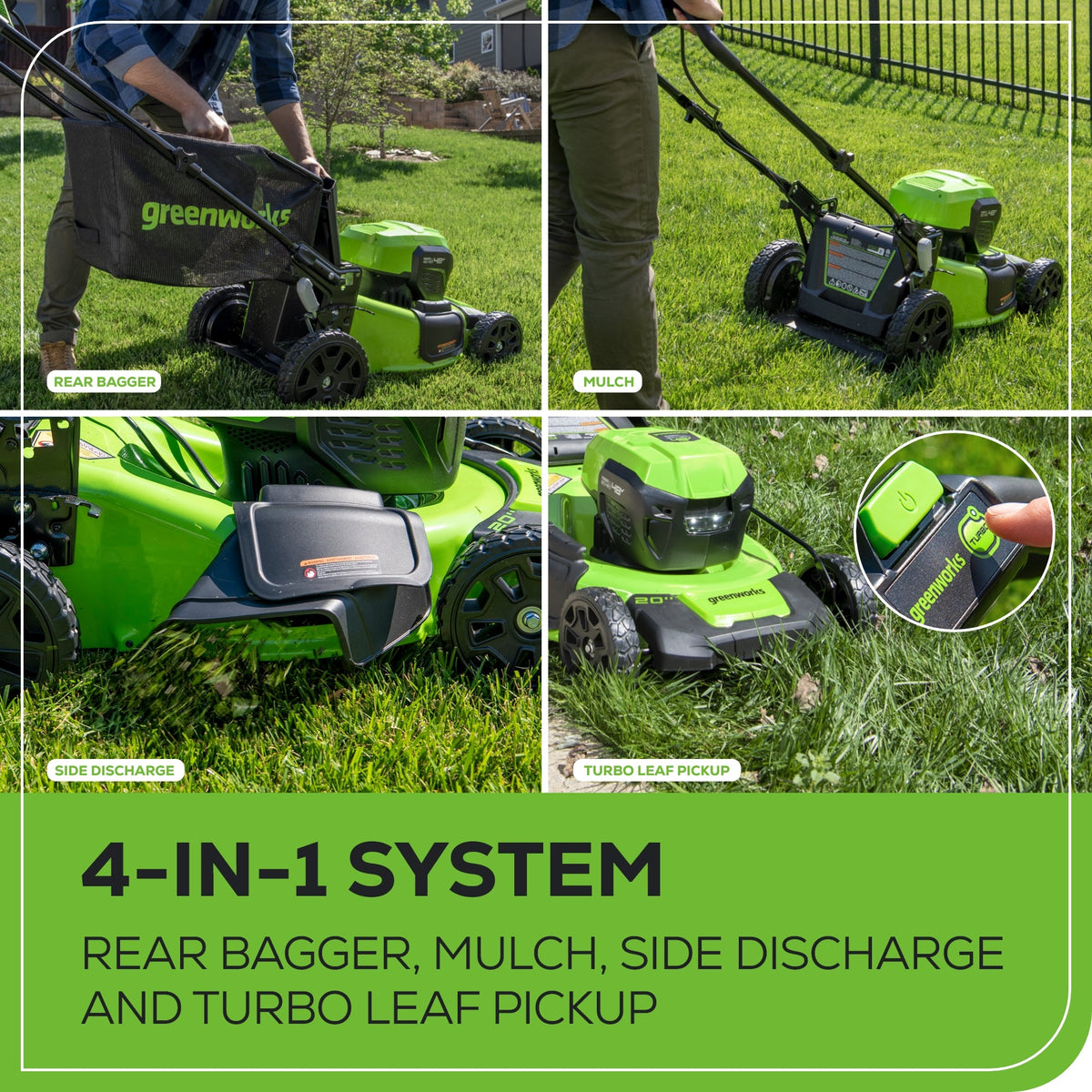 48V (24V x 2) 20" Cordless Battery Push Mower 3pc Combo Kit: (2) 4.0 Ah Batteries and Dual-Port Chargers