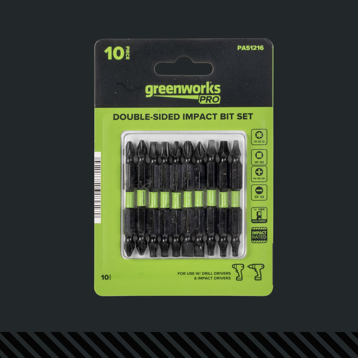 Pro 10-PC Dual Sided Impact Bit Set
