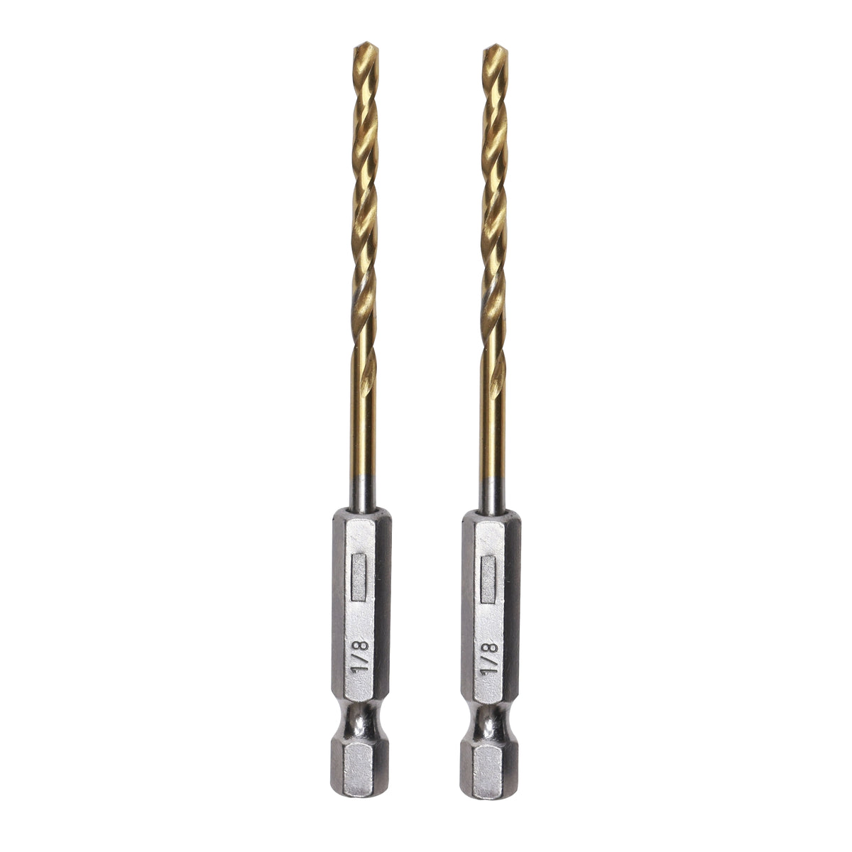 1/8" Drill Bit for Metal, Wood, PVC or more, Impact-Rated, 135˚ Split Point, 1/4" Hex Quick-Connect Base