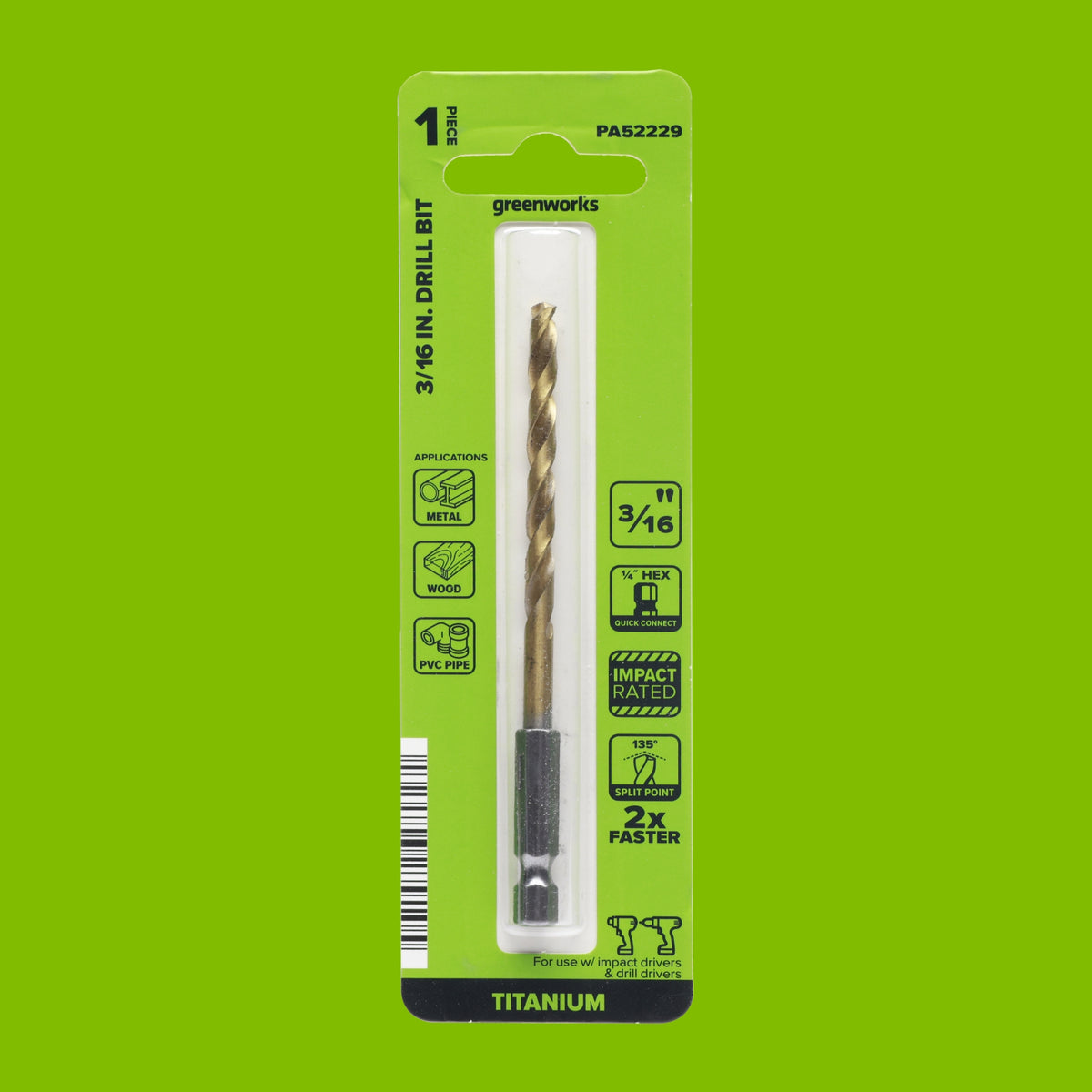 Half Ground 3/16-inch Hex Shank Titanium Drill Bit Set