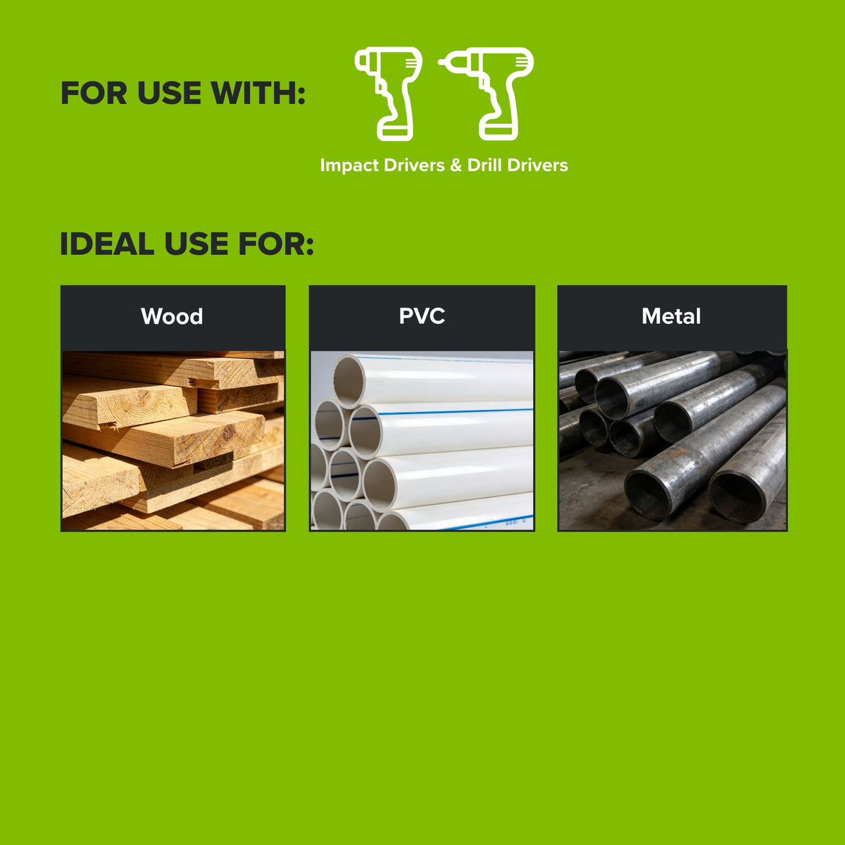 Half Ground 15-PC Impact-Rated Hex Shank Titanium Drill Bit Set