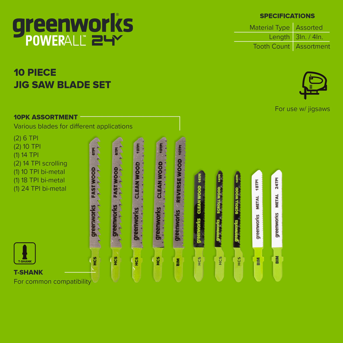 10-PC Assorted Jigsaw Blade Set w/ Storage Case