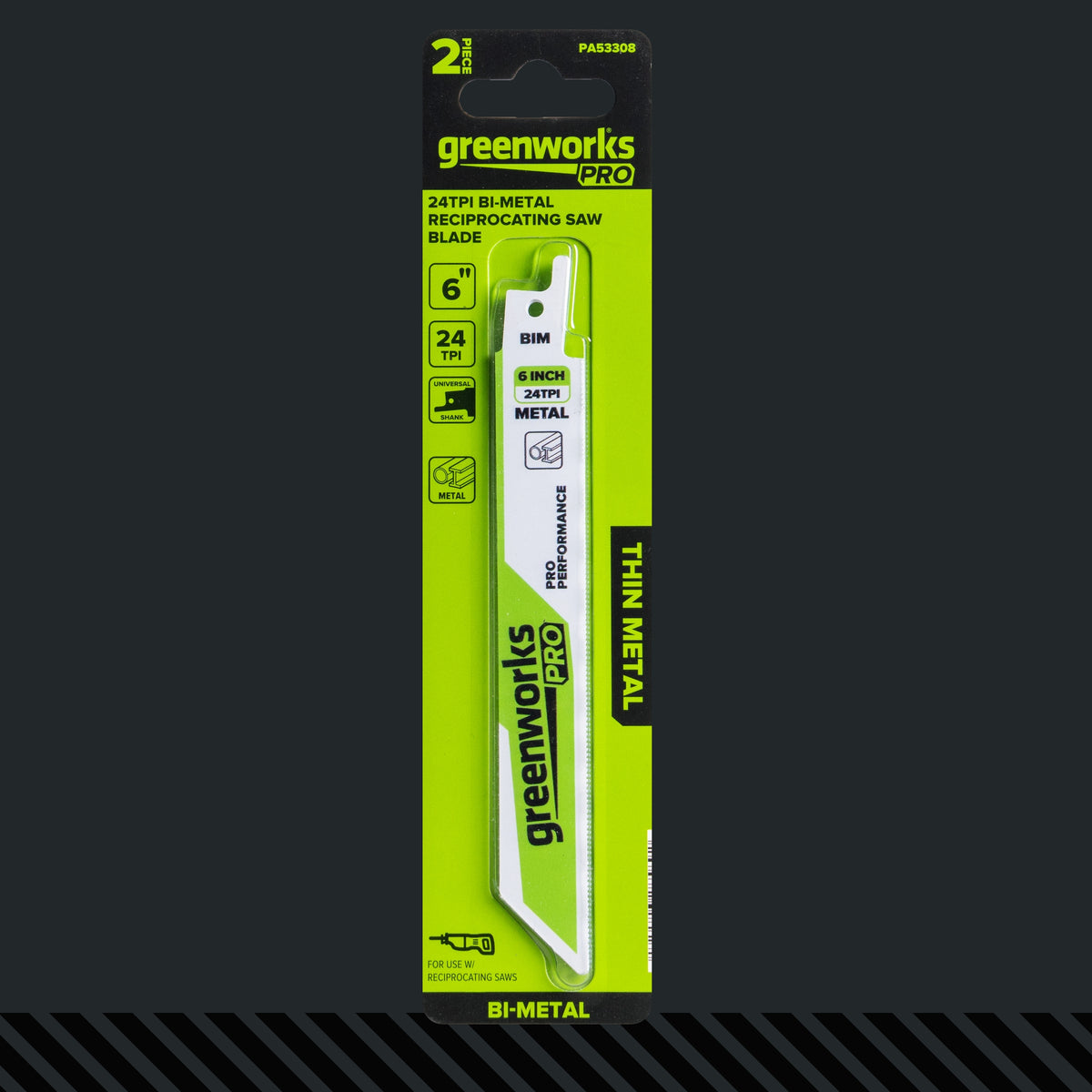 Pro 6 in. 24TPI Carbide Recip Saw Blades, 2-Pack