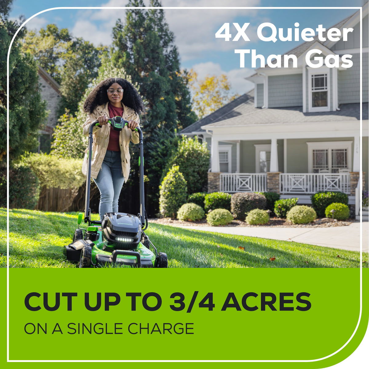 80V 22" Cordless Battery Dual Blade Self-Propelled Lawn Mower: (2) 4.0 Ah Batteries and Rapid Charger, LM2208S