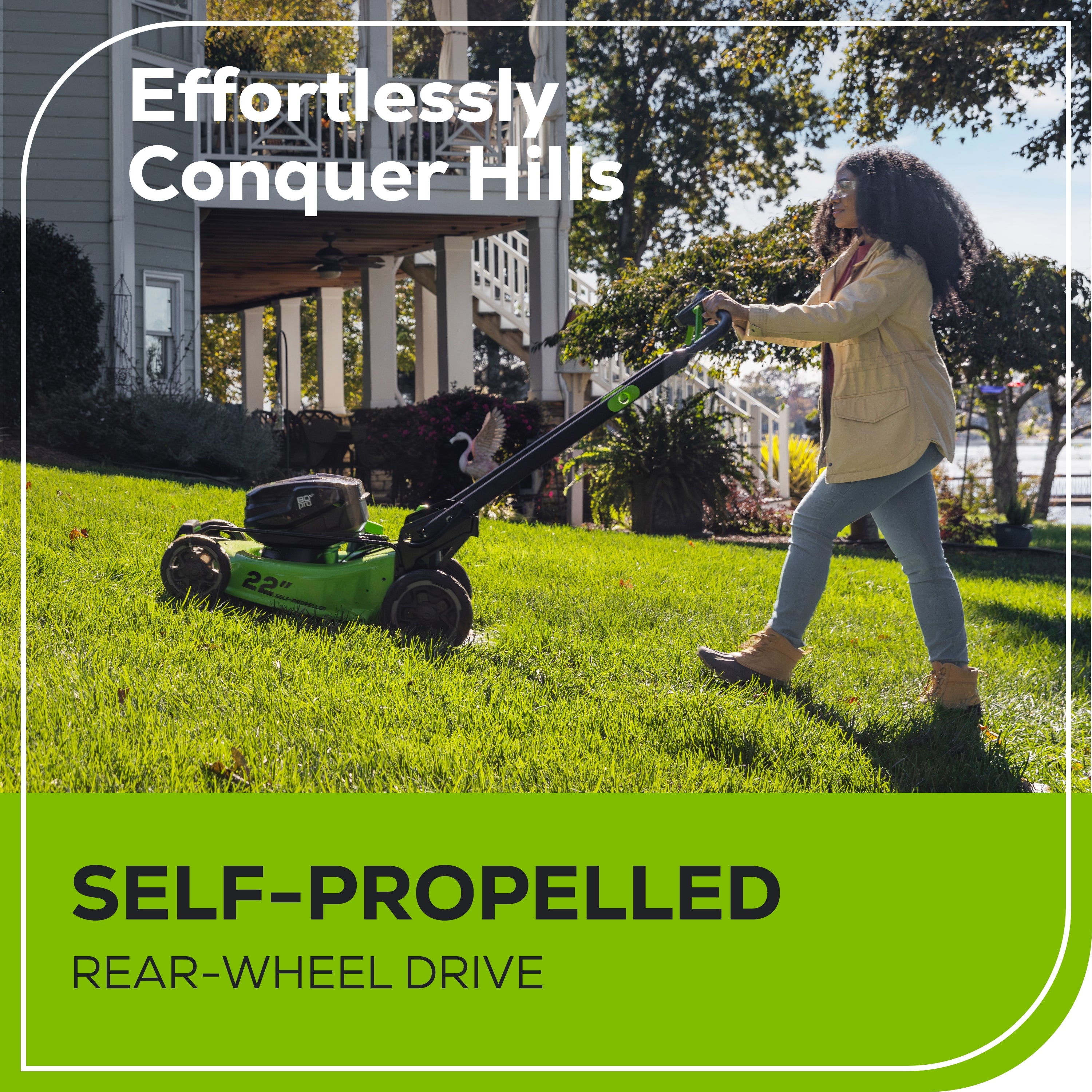 80V 22" Cordless Battery Dual Blade Self-Propelled Lawn Mower: (2) 4.0 Ah Batteries and Rapid Charger, LM2208S