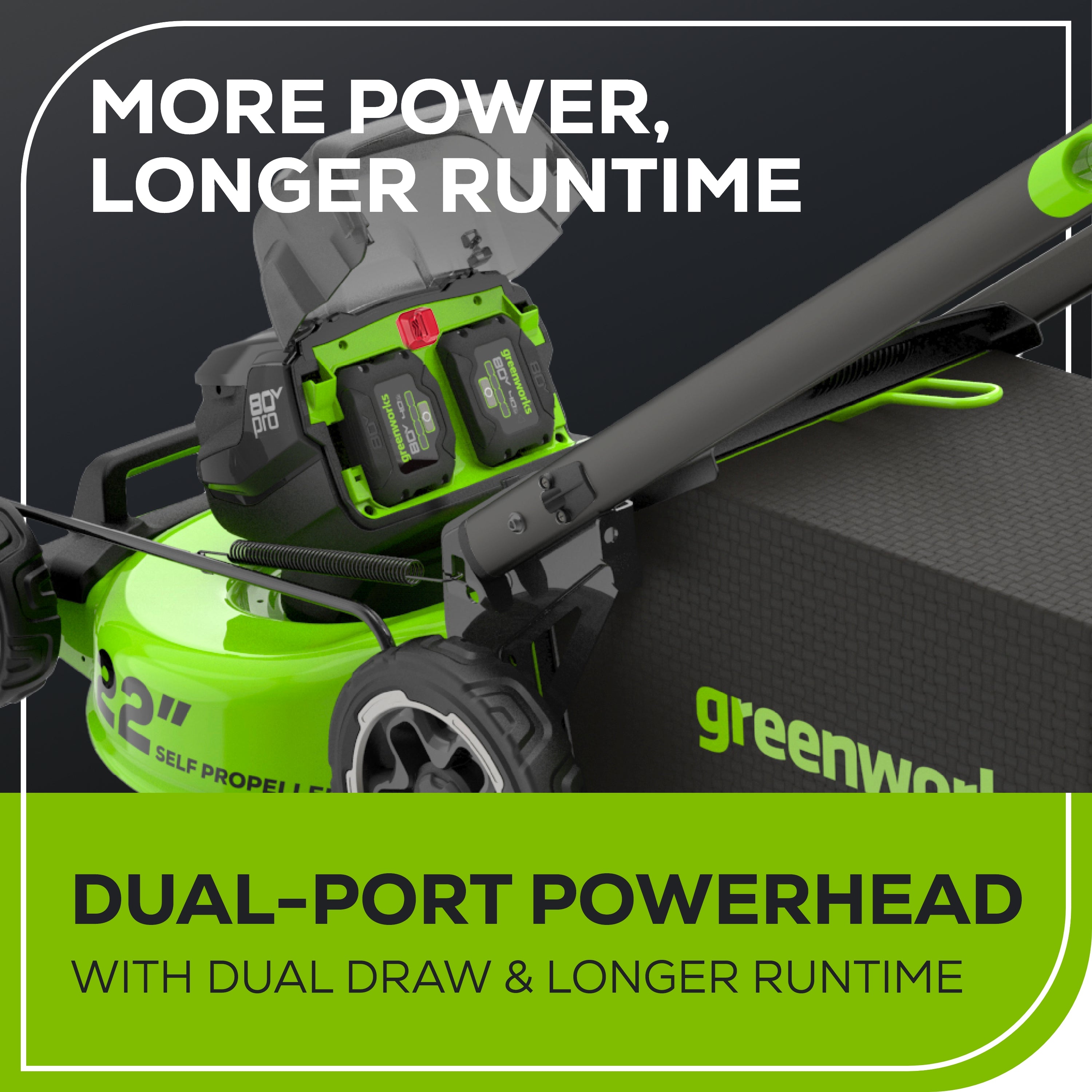 80V 22" Cordless Battery Dual Blade Self-Propelled Lawn Mower: (2) 4.0 Ah Batteries and Rapid Charger, LM2208S
