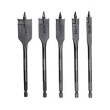 Pro 5-PC Spade Drill Bit Set w/ Full Threaded Pilot Point