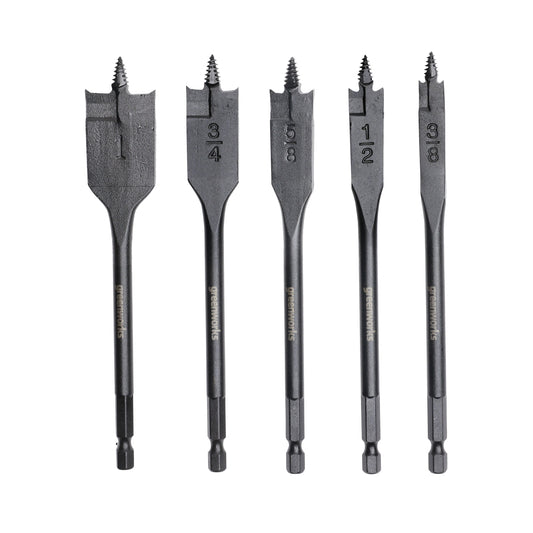 Pro 5-PC Spade Drill Bit Set w/ Full Threaded Pilot Point