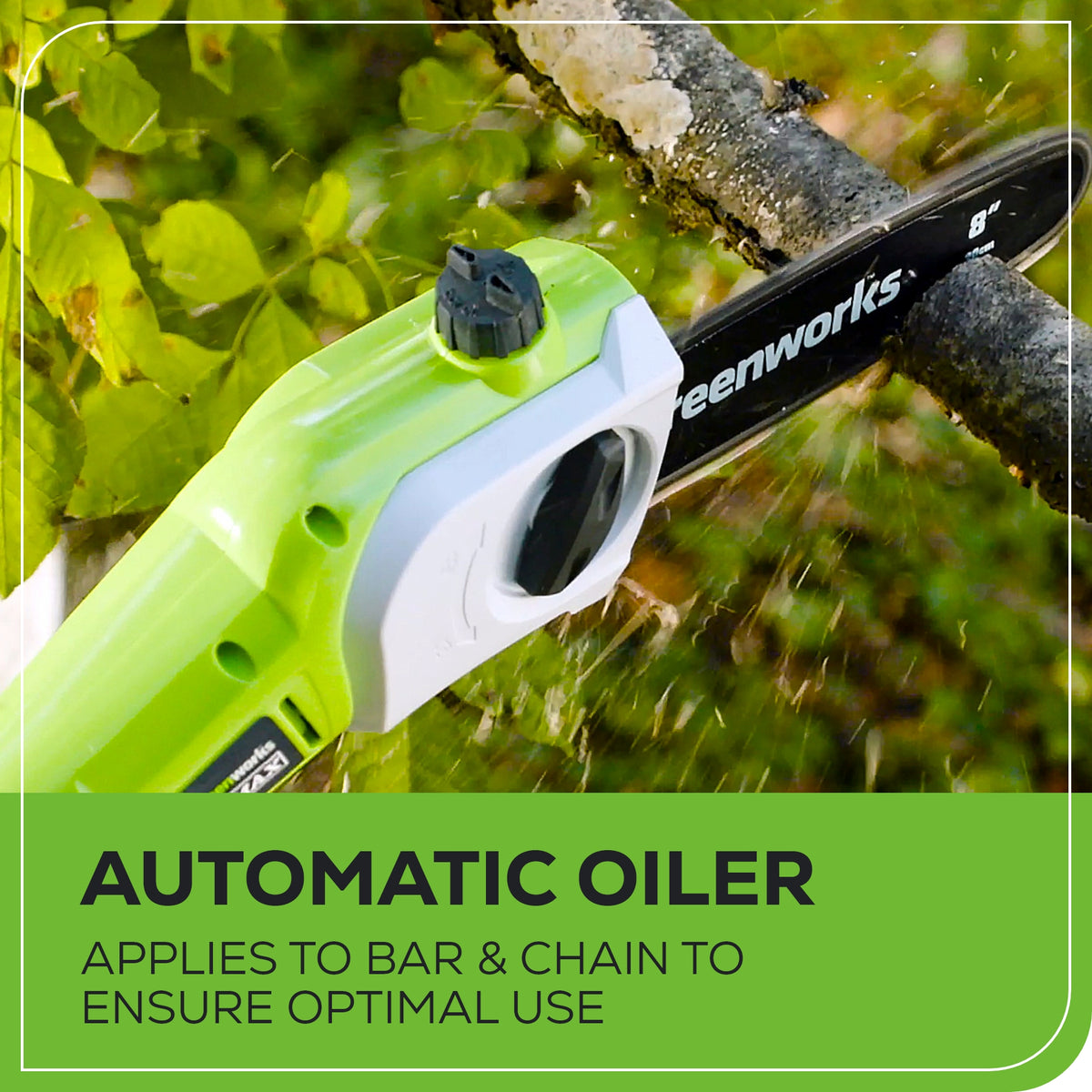 40V 8" Cordless Battery Pole Saw and Hedge Trimmer Attachment: 2.0 Ah Battery and Charger