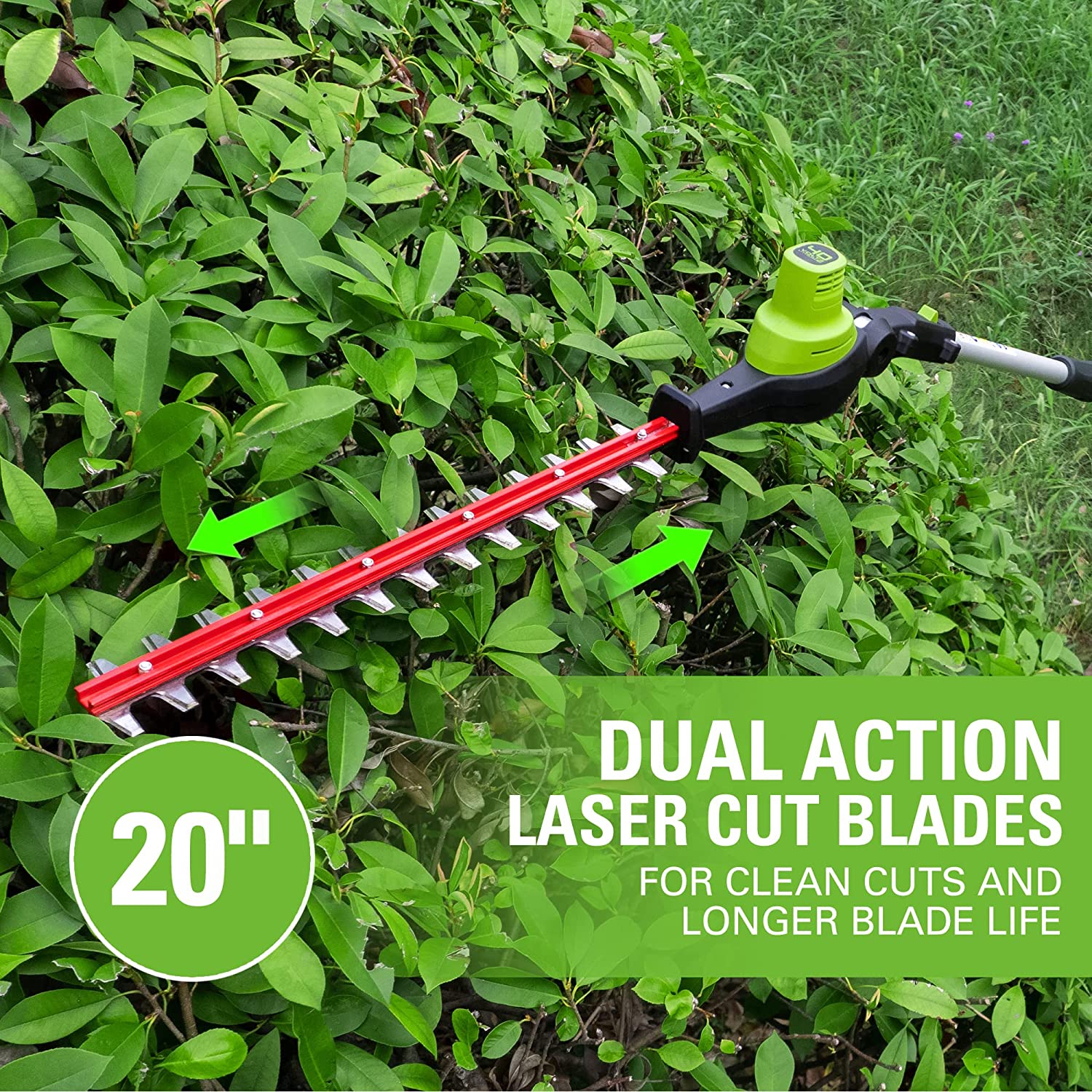 40V 14" Cordless Battery 1.0 kW Chainsaw and 10" Pole Saw and Hedge Trimmer Attachment: (2) 2.5 Ah Battery and (2) Chargers