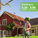 24V 8" Cordless Battery Polesaw and Pole Hedge Trimmer Combo Kit, 2Ah USB Battery and Charger