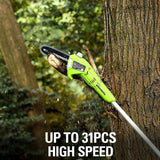 24V 8" Cordless Battery Polesaw and Pole Hedge Trimmer Combo Kit, 2Ah USB Battery and Charger