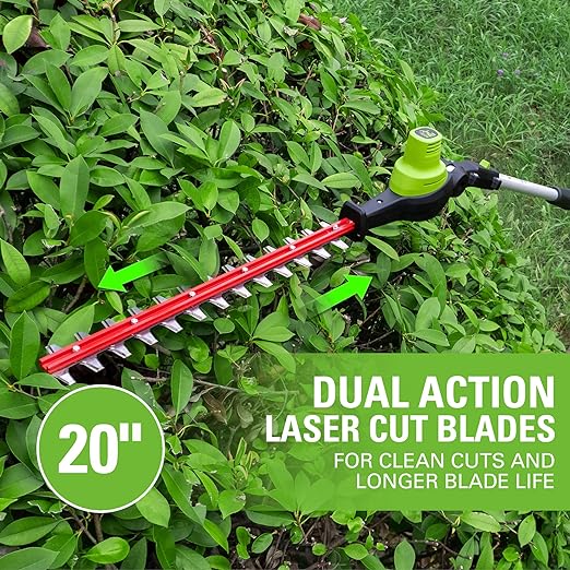 24V 10" Cordless Battery Polesaw and Pole Hedge Trimmer Combo Kit, 4Ah USB Battery and Charger