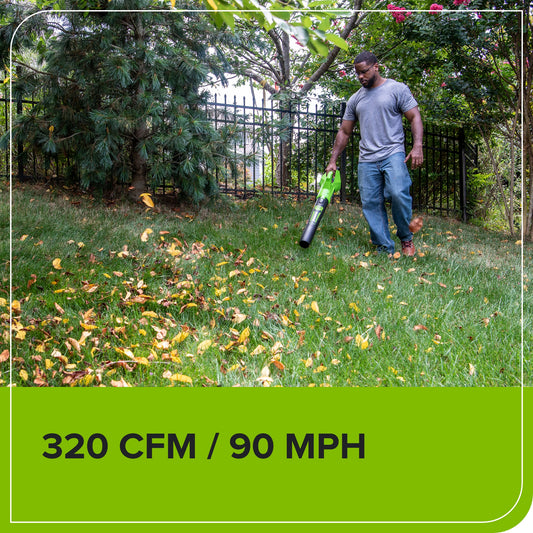 24V 320CFM Cordless Battery Leaf Blower: 2.0Ah Battery and Charger