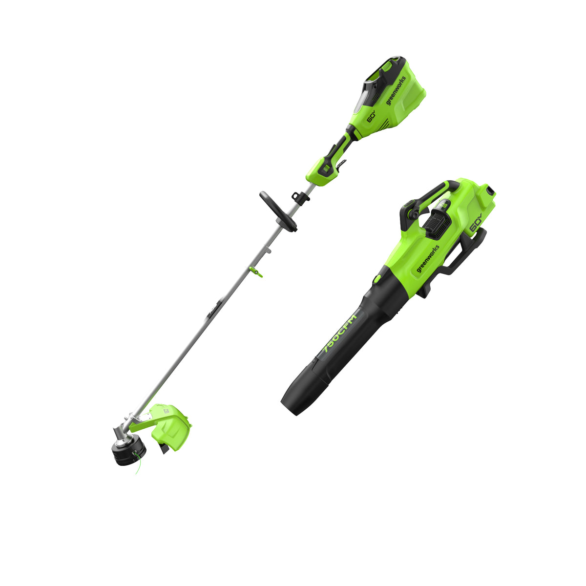 60V 16" Cordless Battery Top Mount String Trimmer + 750CFM Blower ,2.5 Ah Battery and 3A Charger
