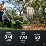 80V 21" Cordless Battery 4-in-1 Self-Propelled Lawn Mower and 700CFM Blower Combo Kit: 5.0 Ah Battery and 6A Charger