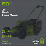 80V 21" Cordless Battery 4-in-1 Push Lawn Mower and 700CFM Blower Combo Kit: 5.0 Ah Battery and 6A Charger