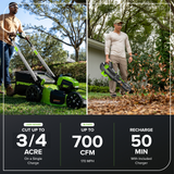 80V 21" Cordless Battery 4-in-1 Push Lawn Mower and 700CFM Blower Combo Kit: 5.0 Ah Battery and 6A Charger