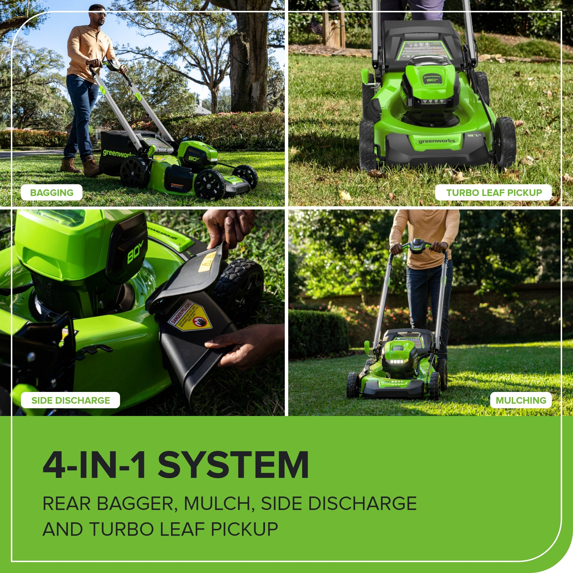 80V 21" Cordless Battery 4-in-1 Push Lawn Mower and 700CFM Blower Combo Kit: 5.0 Ah Battery and 6A Charger