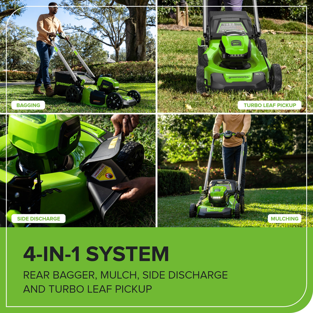 80V 21" Cordless Battery 4-in-1 Push Lawn Mower and 700CFM Blower Combo Kit: 5.0 Ah Battery and 6A Charger