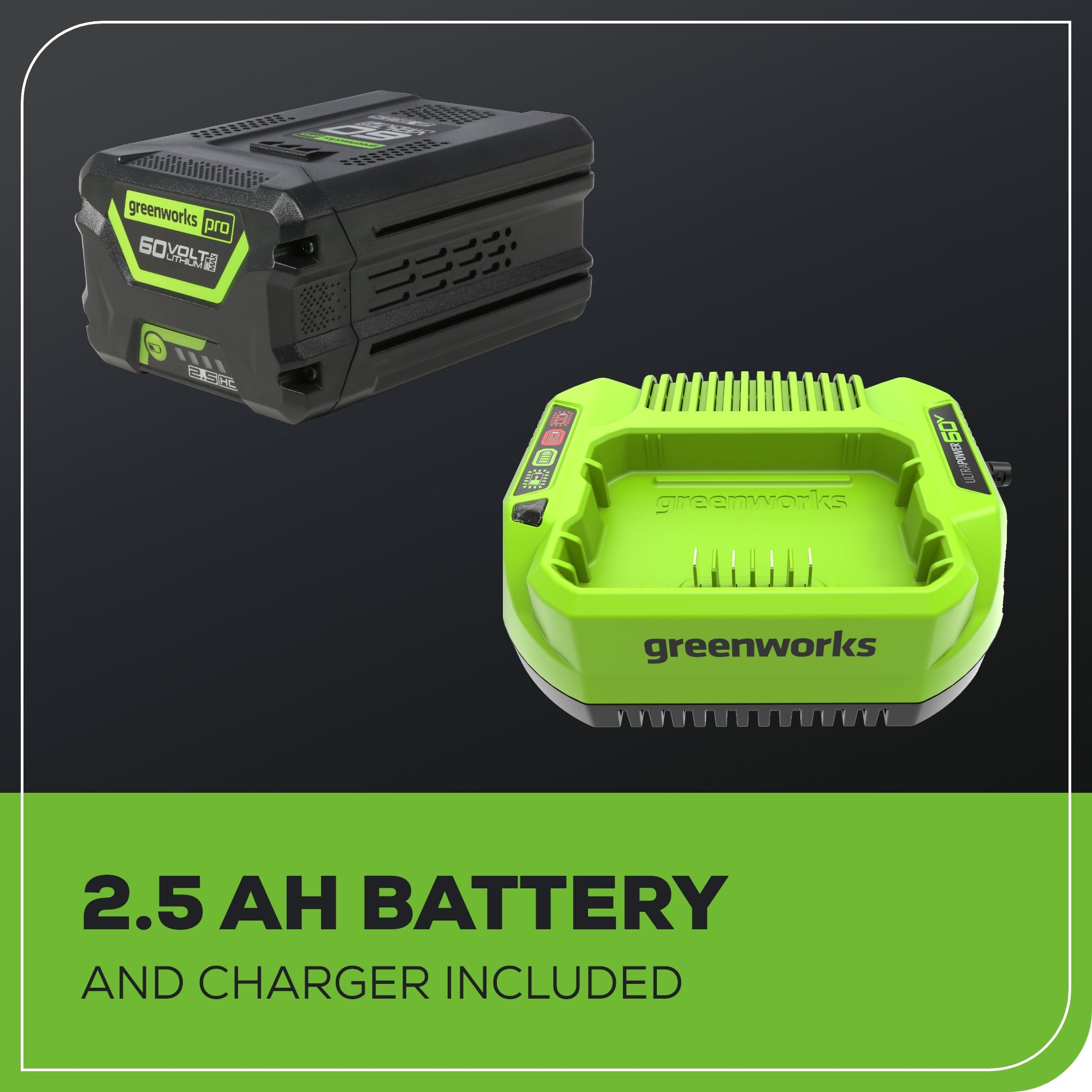60V Cordless Battery 300 Watt Power Inverter: 2.5 Ah Battery and Charger