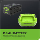 60V Cordless Battery 300 Watt Power Inverter: 2.5 Ah Battery and Charger