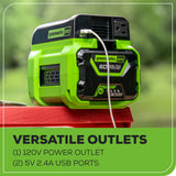 60V Cordless Battery 300 Watt Power Inverter: 2.5 Ah Battery and Charger