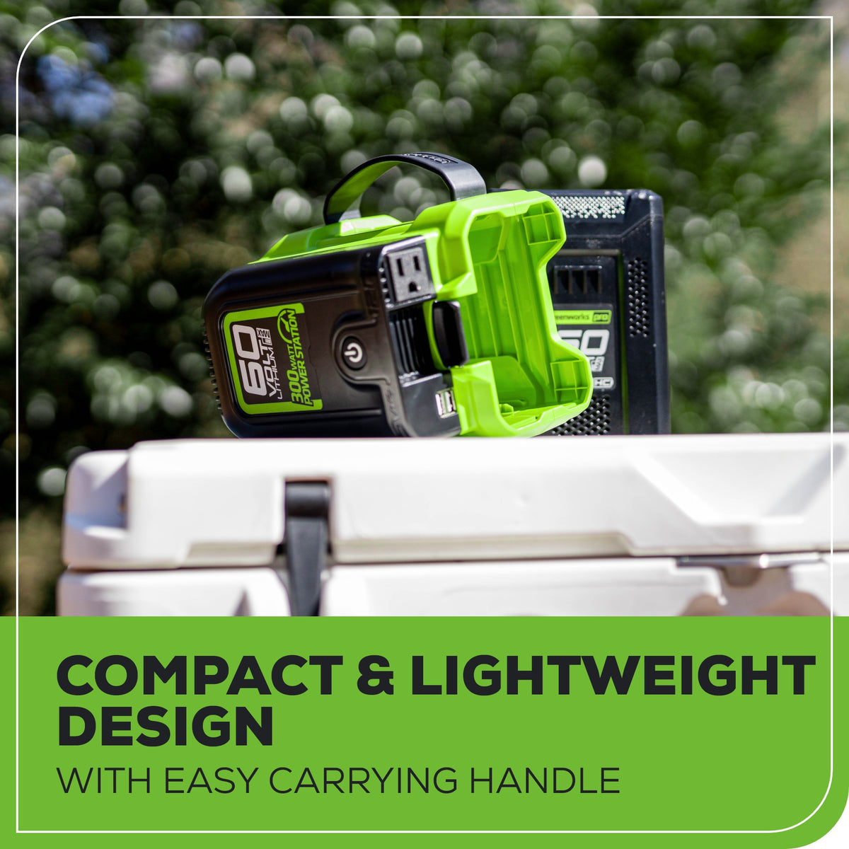 60V Cordless Battery 300 Watt Power Inverter: 2.5 Ah Battery and Charger