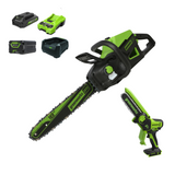 60V 18" Cordless Battery 2.0 kW Chainsaw and 24V 6" Pruner Saw, (1) 4.0 Ah Battery: (1) 2.0 Ah Battery and (2) Chargers