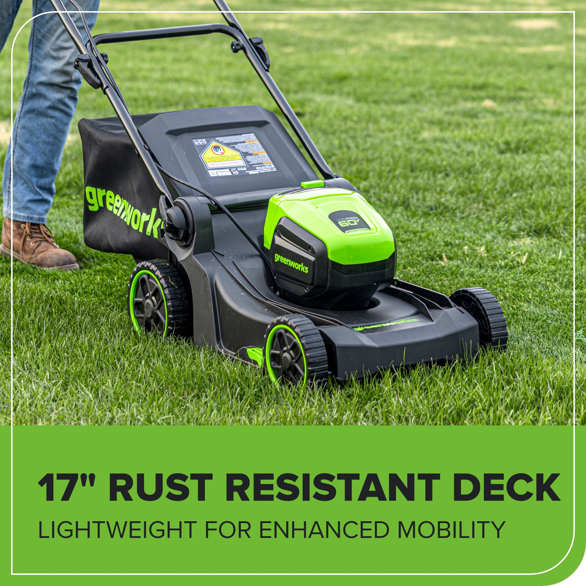 60V 17" Cordless Battery Push Lawn Mower and 610 CFM Jet Blower Combo Kit: 4.0 Ah Battery and Charger