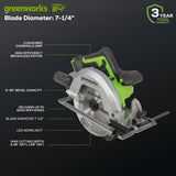 OPEN BOX 24V Circular Saw 7-1/4", Saw Blade and Dust Connector Kit: 4.0 Ah Battery and Charger