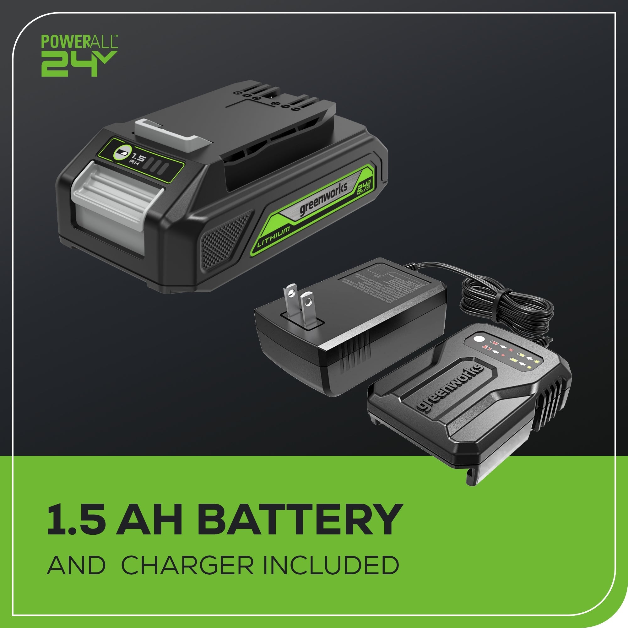 24V Shear Shrubber, 1.5Ah USB Battery and 0.5A Charger