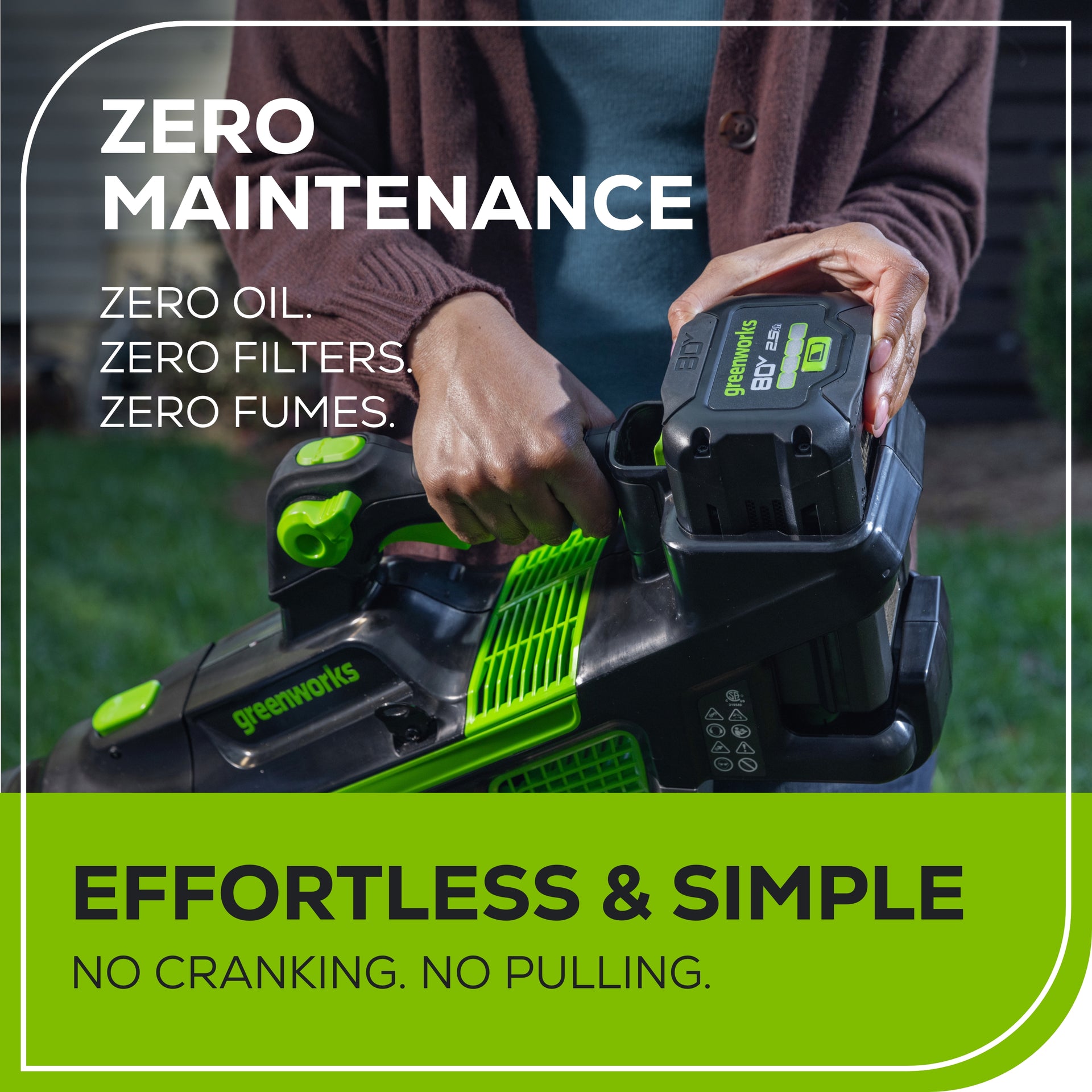 RENEWED 80V 800 CFM Brushless Leaf Blower: 2.5 Ah Battery and Charger