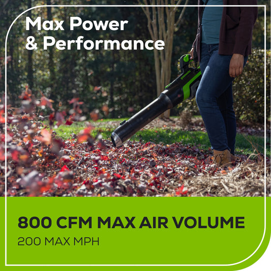 RENEWED 80V 800 CFM Brushless Leaf Blower: 2.5 Ah Battery and Charger