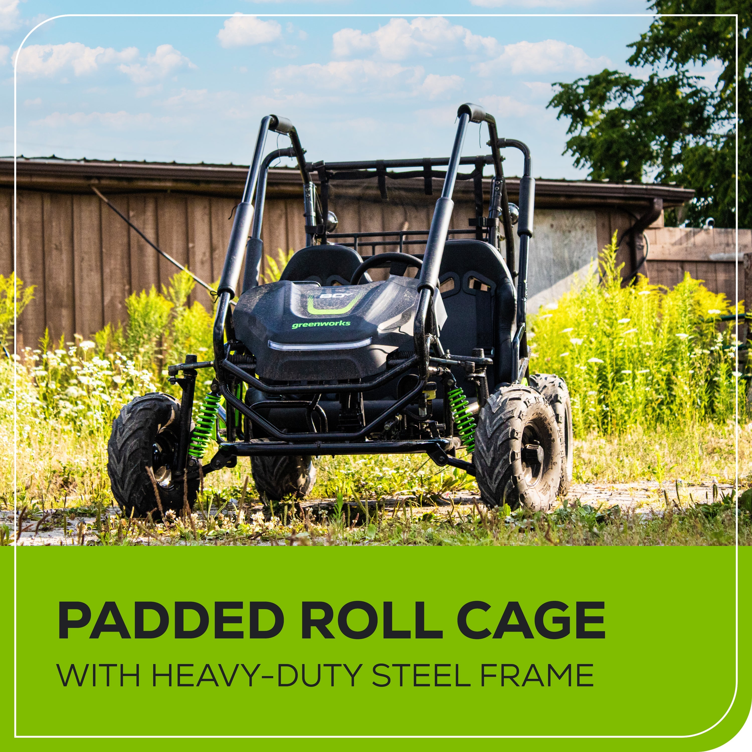 80V STEALTH Series All-Terrain 2-Seat Electric Youth Go-Kart: (2) 8.0 Ah Batteries and Dual-Port Charger