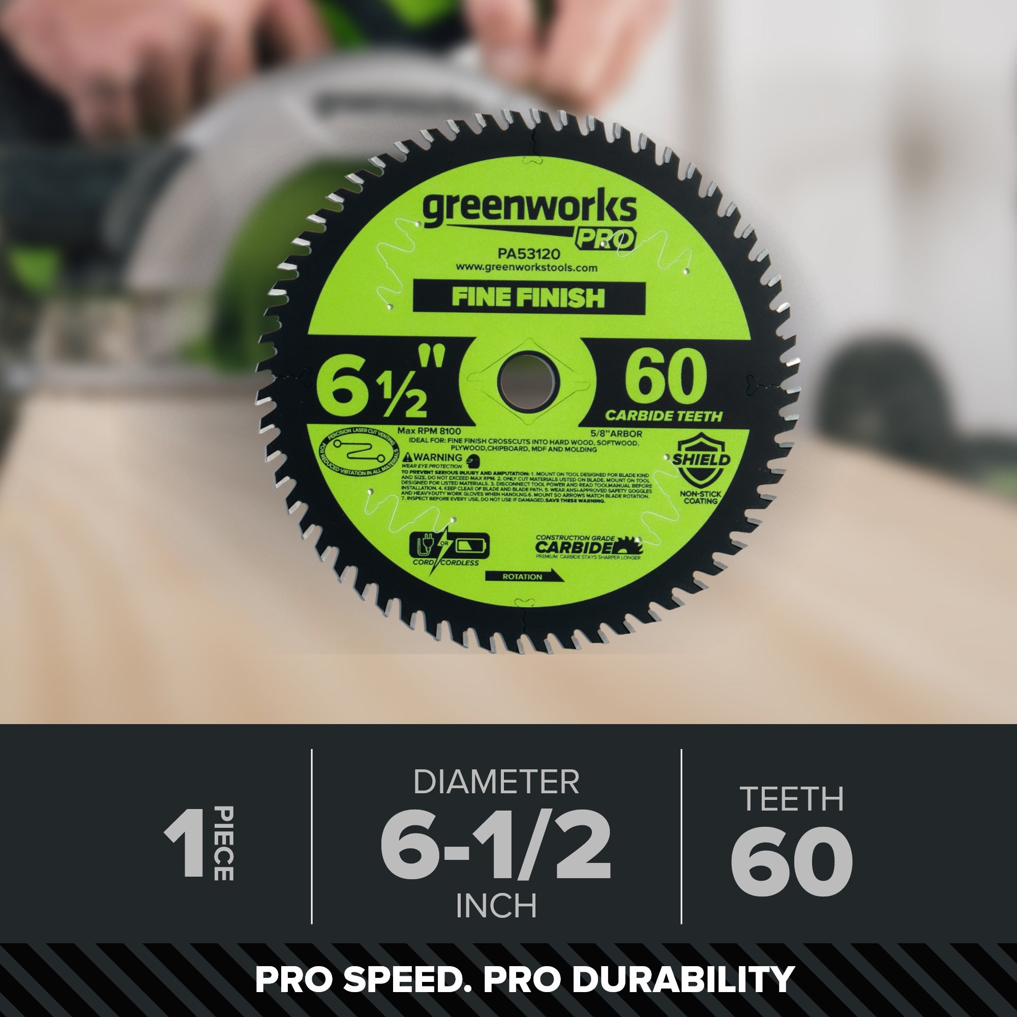 Pro 60-Tooth 6-1/2" Demolition Circular Saw Blade with Construction-Grade Carbide Teeth