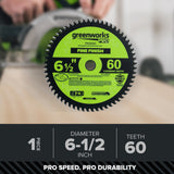 Pro 60-Tooth 6-1/2" Demolition Circular Saw Blade with Construction-Grade Carbide Teeth