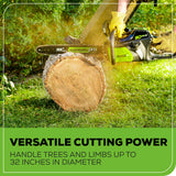 80V 18" Cordless Battery Chainsaw: 2.0 Ah Battery and Charger