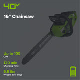 40V 16" Cordless Battery Chainsaw (Tool Only)
