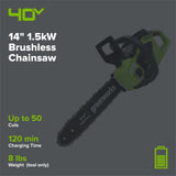 40V 14" 1.5kW Cordless BatteryBrushless Chainsaw (Tool Only)
