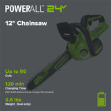 24V 12" Cordless Battery Chainsaw (Tool Only)