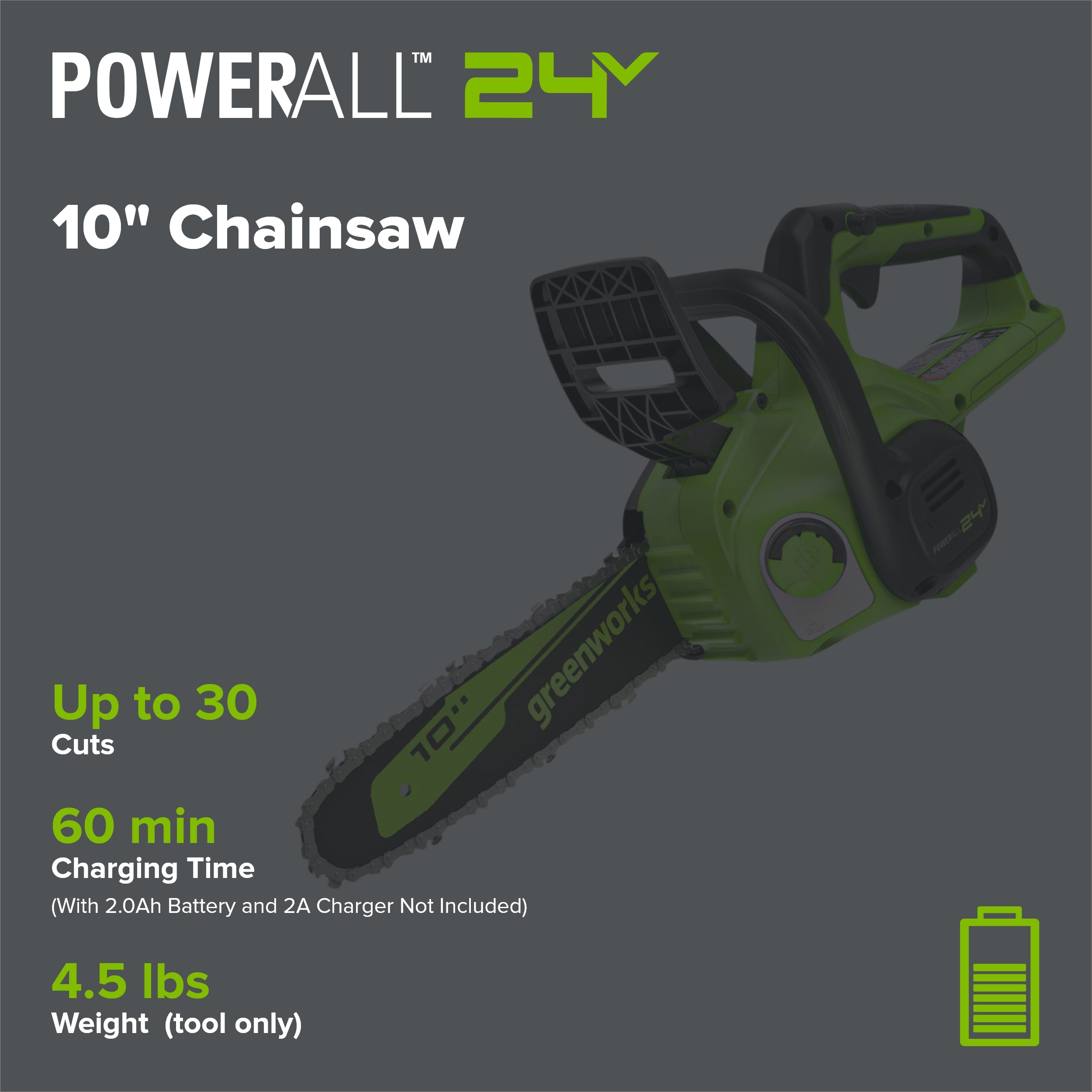 24V 10" Cordless Battery Chainsaw (Tool Only)