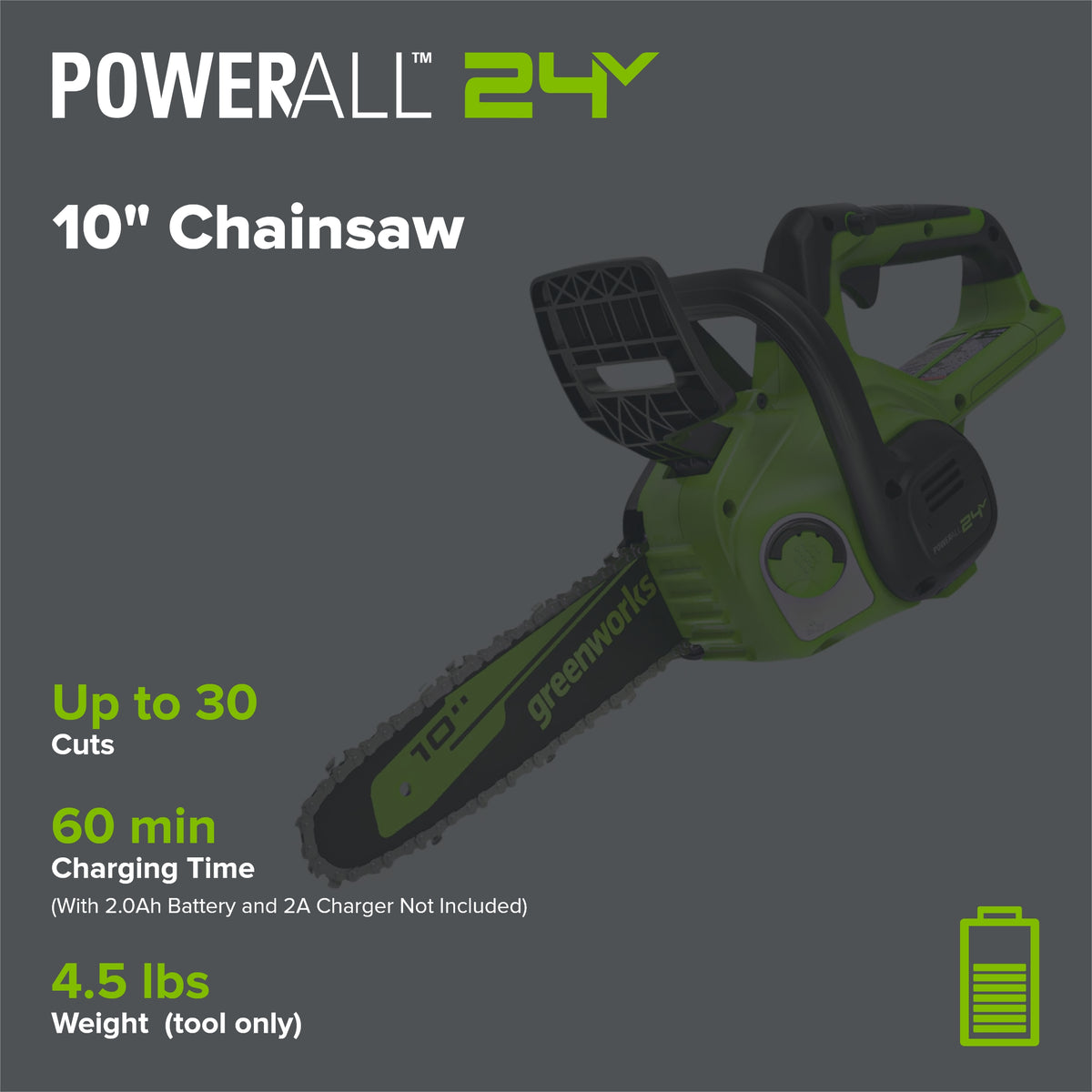 24V 10" Cordless Battery Chainsaw (Tool Only)