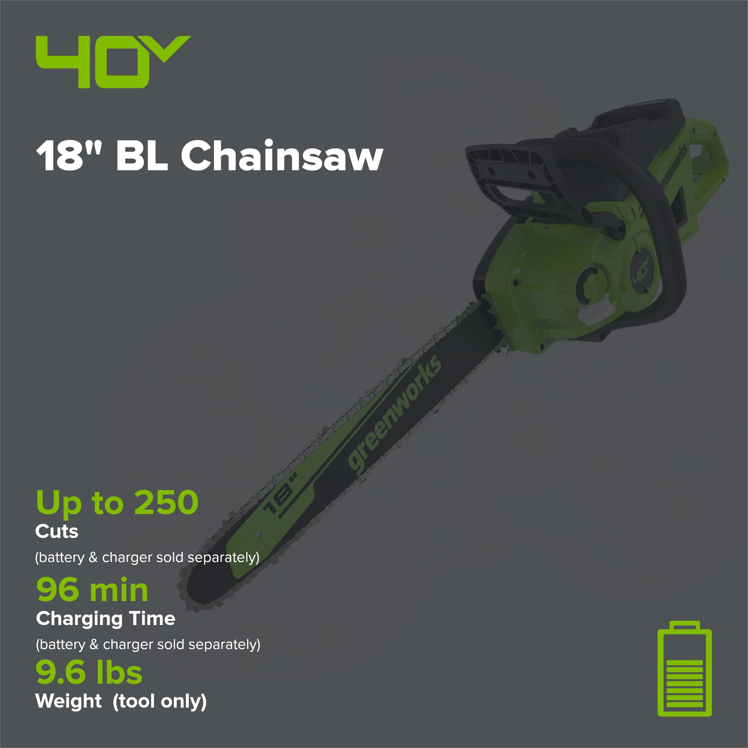 40V 18" Cordless Battery BL Chainsaw (Tool Only)